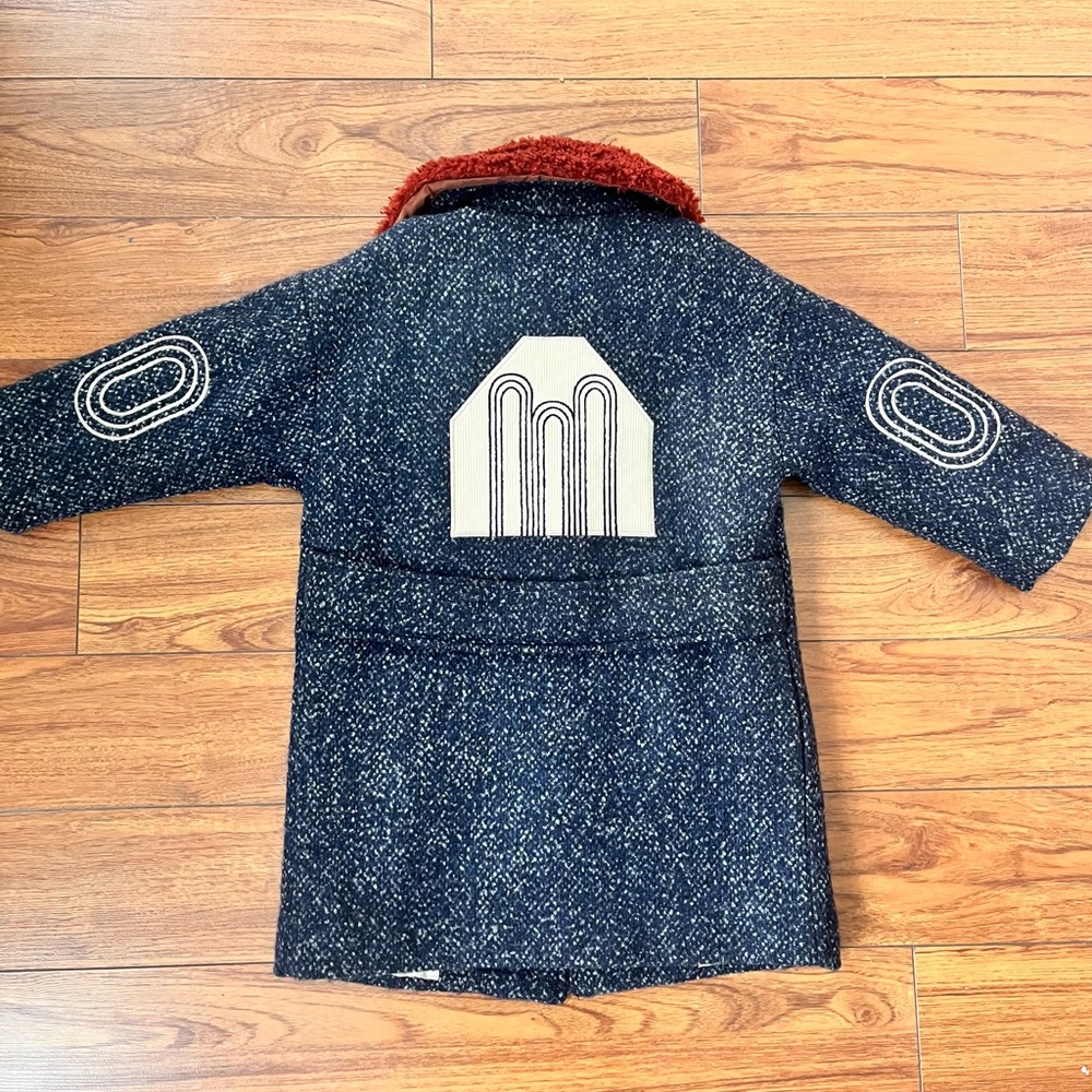 Stylish Kids' Pea Coat with Red Collar